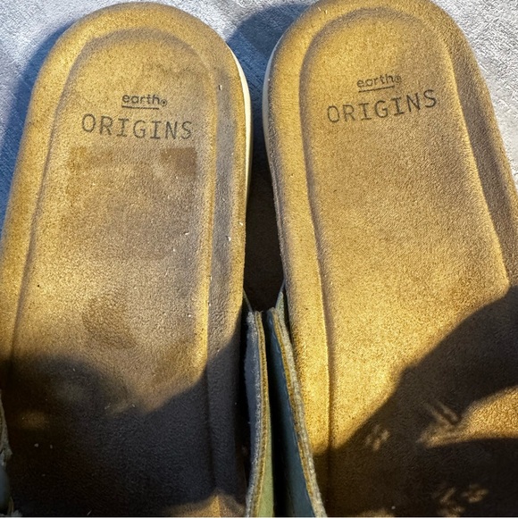 Earth Origins Womens Sandals Size 9.5 Green Slides Casual Leather Comfy - Picture 12 of 15